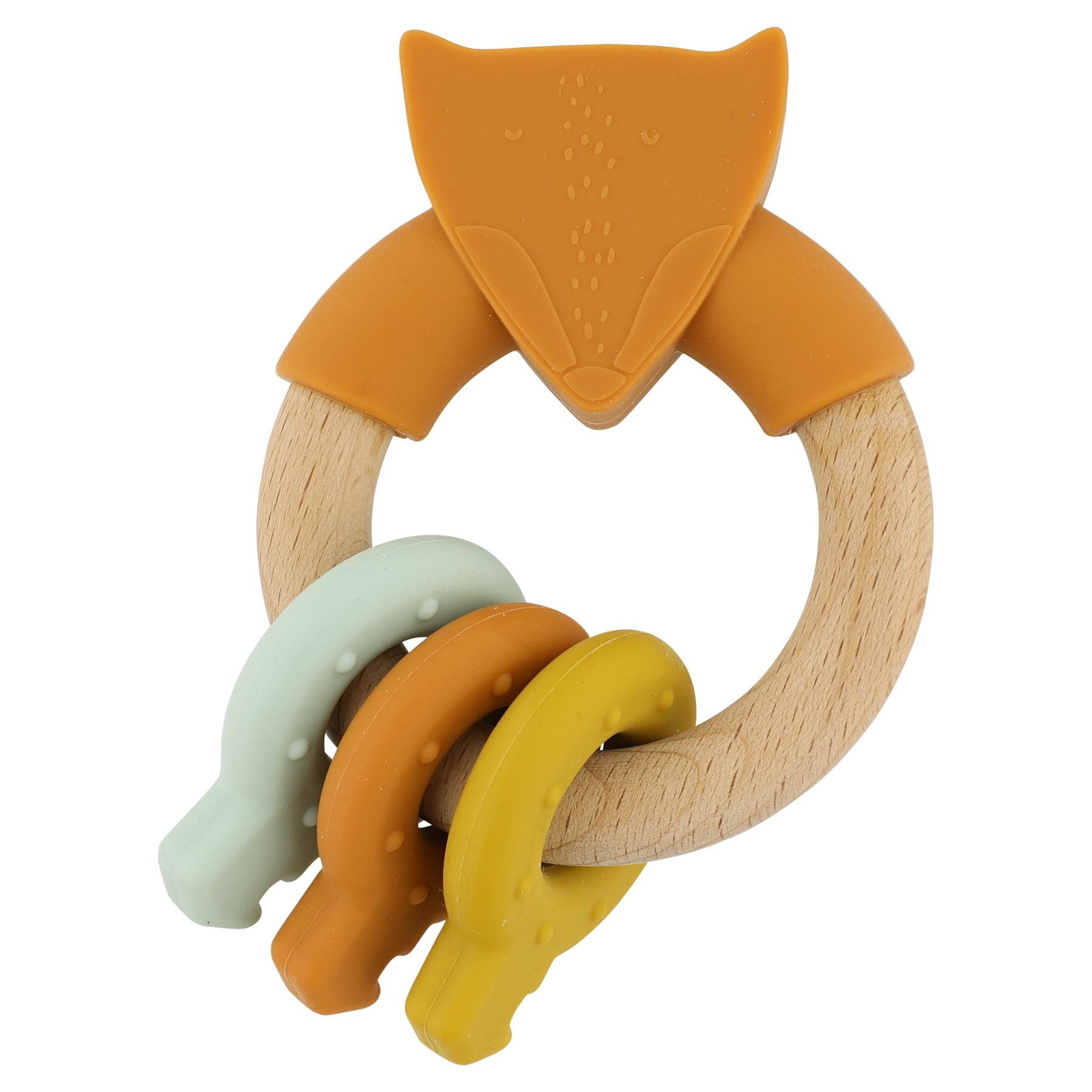 Wooden silicone activity ring - Mr. Fox